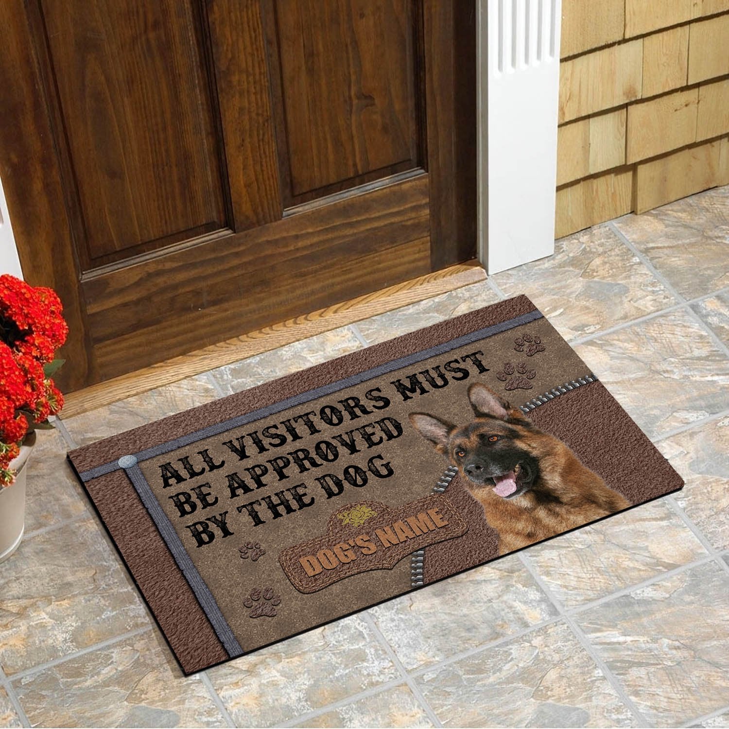 German Shepherd Doormat, Cute Dog Doormat Personalized Dog’S Name Gift For German Shepherd Lover Chipteeamz – Tnn372