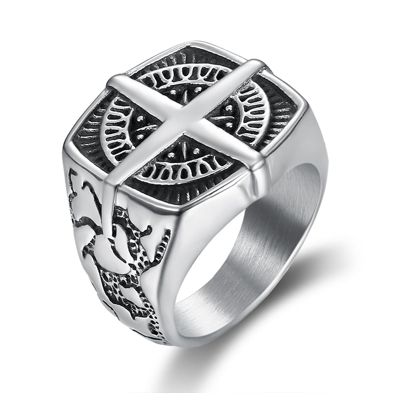 Vintage Viking Compass Stainless Steel Ring