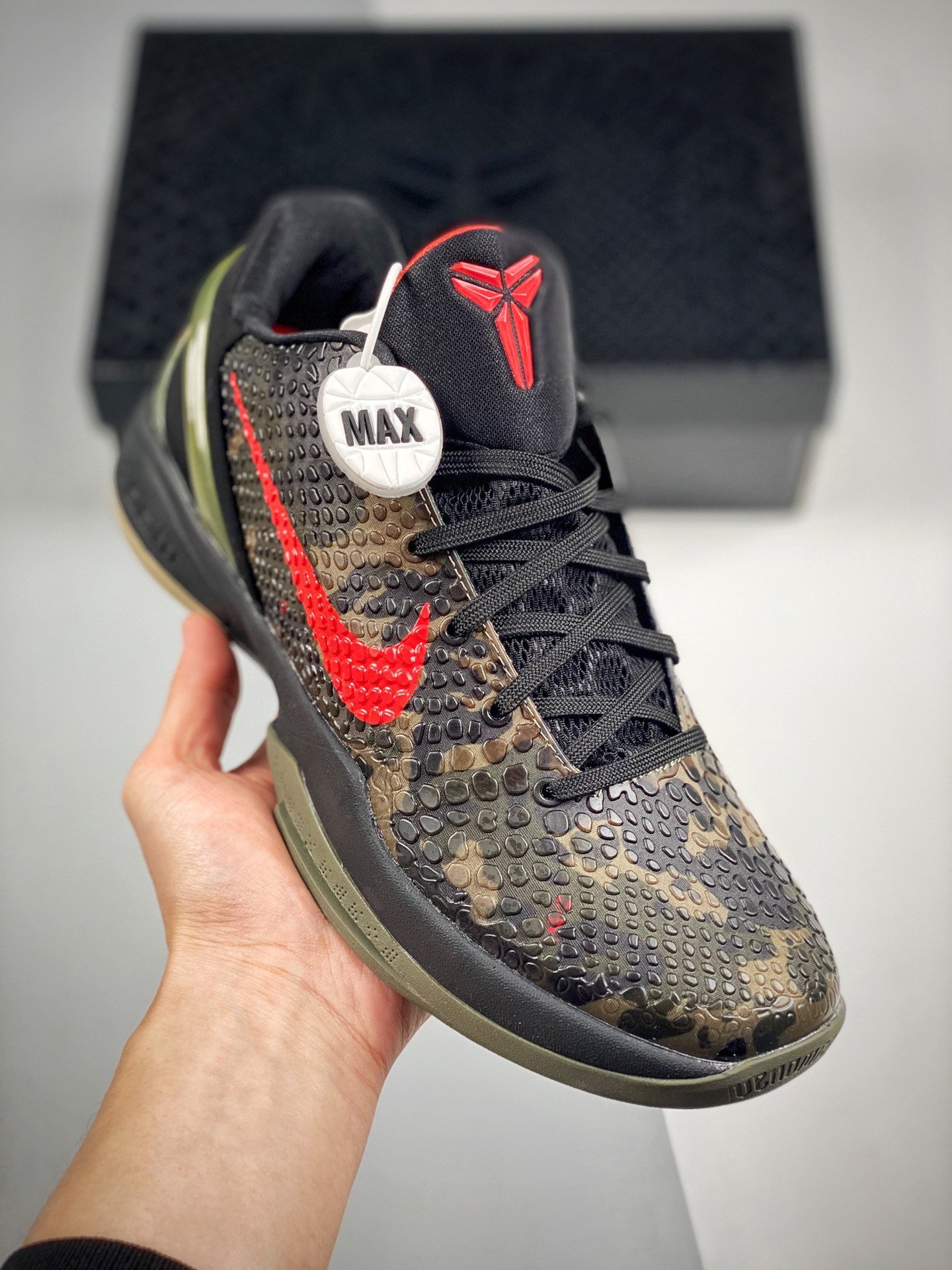 Nike Zoom Kobe VI Italian Camo BlackKhaki-Olive-Crimson 5338380