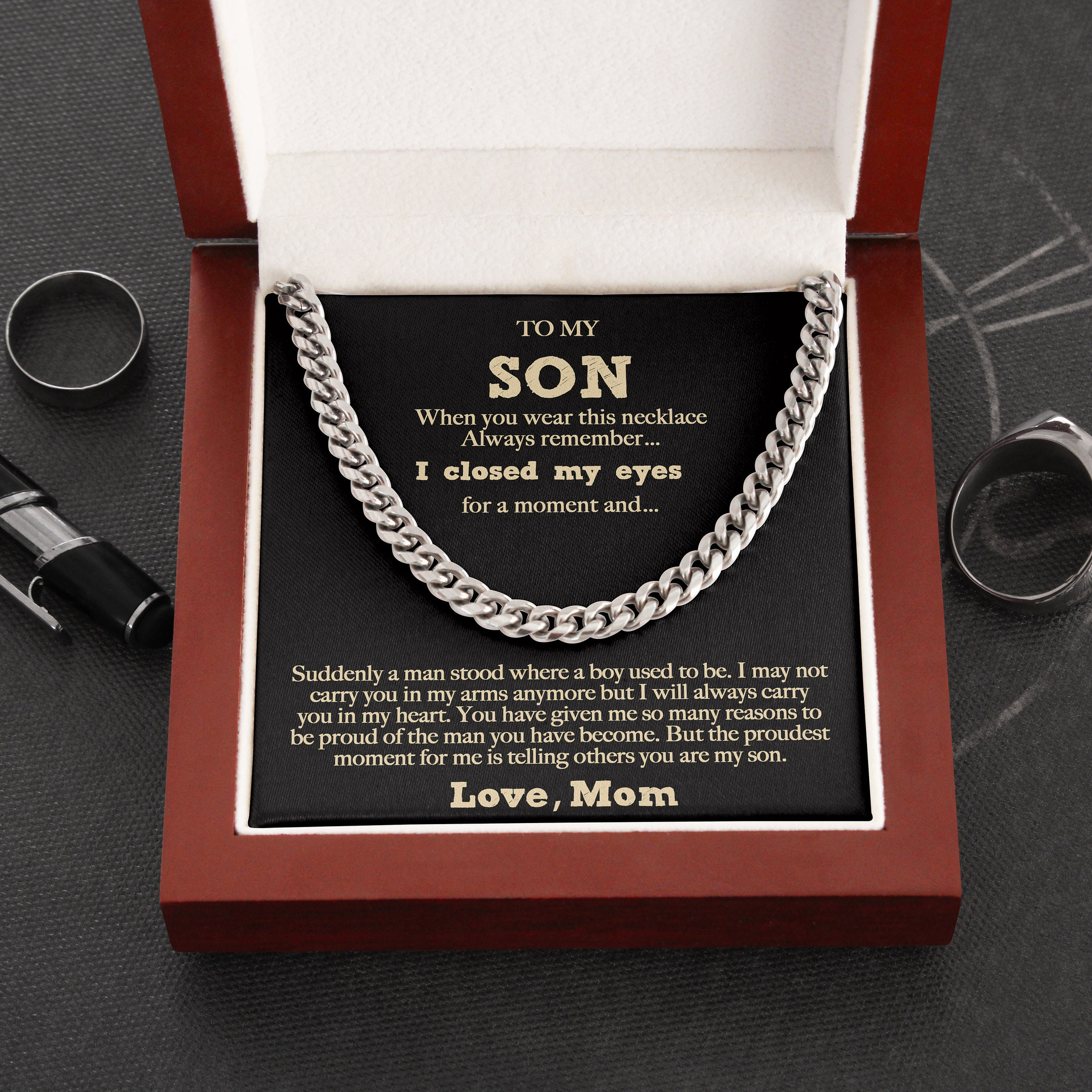 To My Son Cuban Chain Necklace From Mom, Gift Card For Son Son Birthday Gift, Anniversary Gift For Son