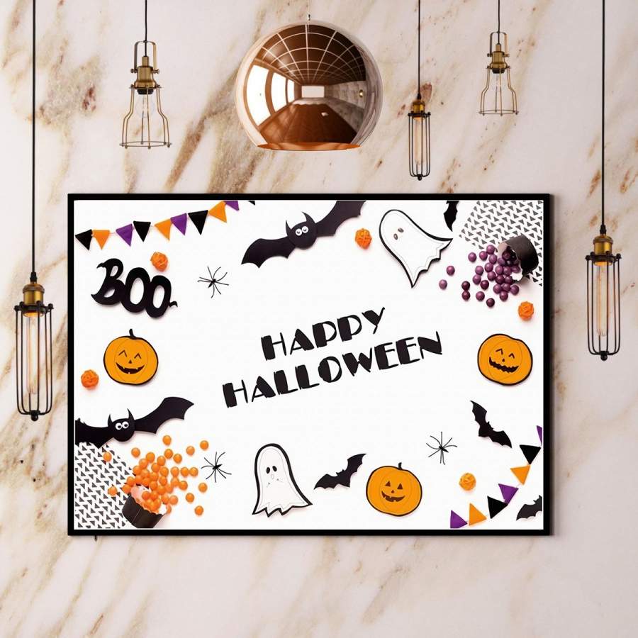 Vinyl Halloween Pumpkin Ghost Boo Halloween Gift Paper Poster No Frame/ Wrapped Canvas Wall Decor Full Size