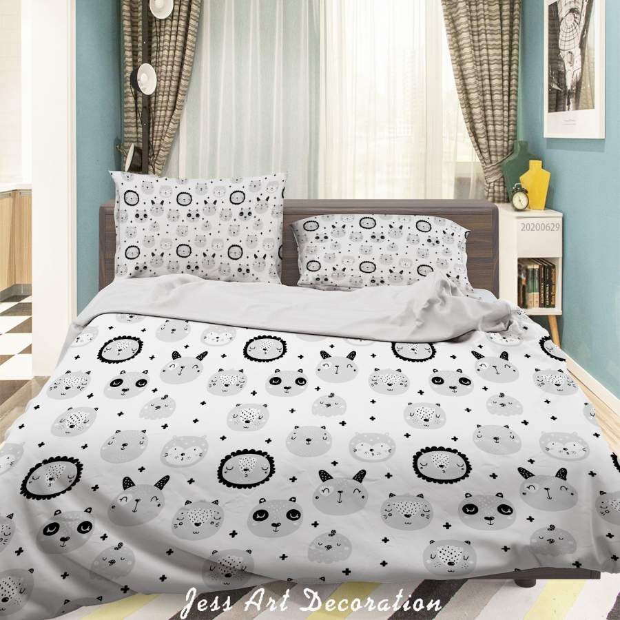 3D Gray Animal Quilt Cover Set Bedding Set Duvet Cover Pillowcases SF72