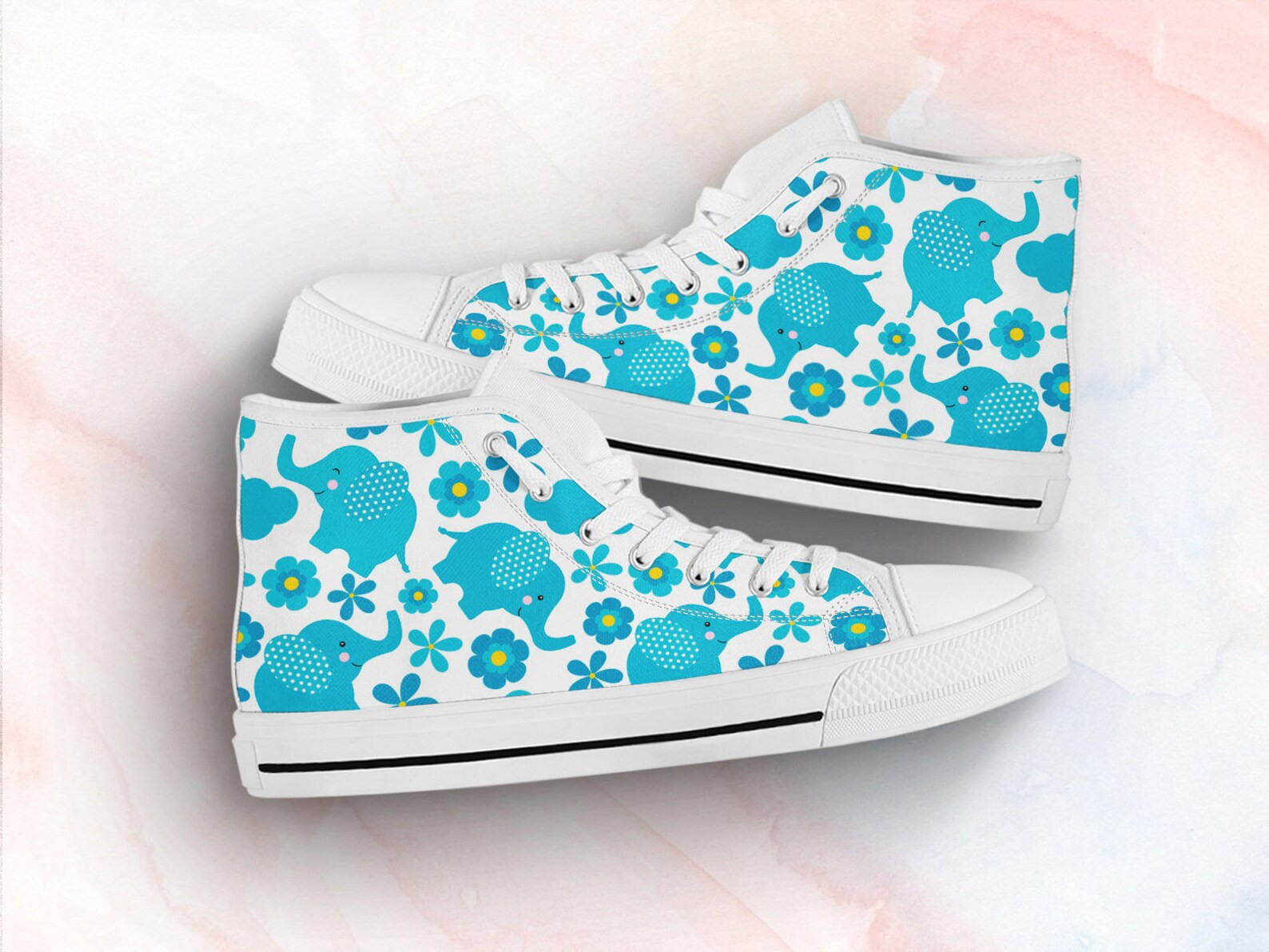 Floral Elephant High Top Shoes