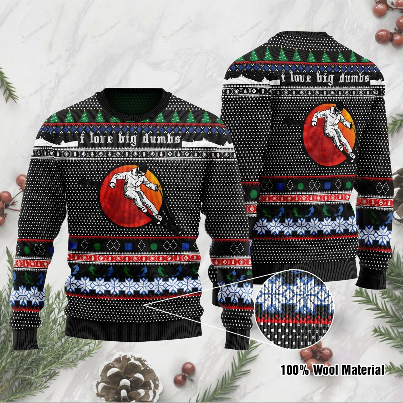 Skiing With Sayings Ugly Christmas Sweater | Unisex | Adult |Us1215