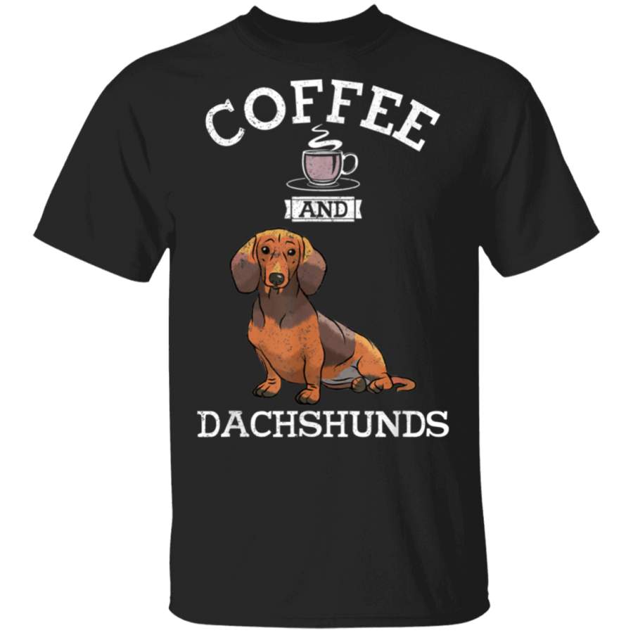 Vintage Coffee And Dachshunds Funny Dachshund Dog Lover Cute TShirt