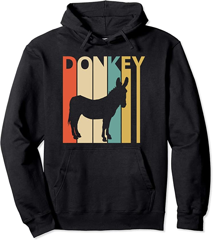 Vintage Animal Donkey Print Pullover Hoodie