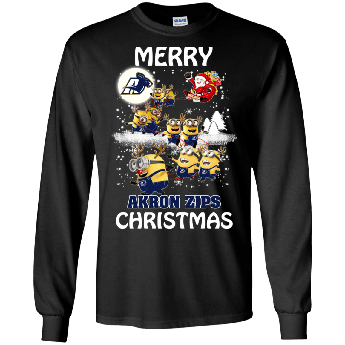 Cover your body with amazing Akron Zips T Shirts Minions Santa Claus Merry Christmas Hoodies Sweatshirts LS Cotton T-Shirt