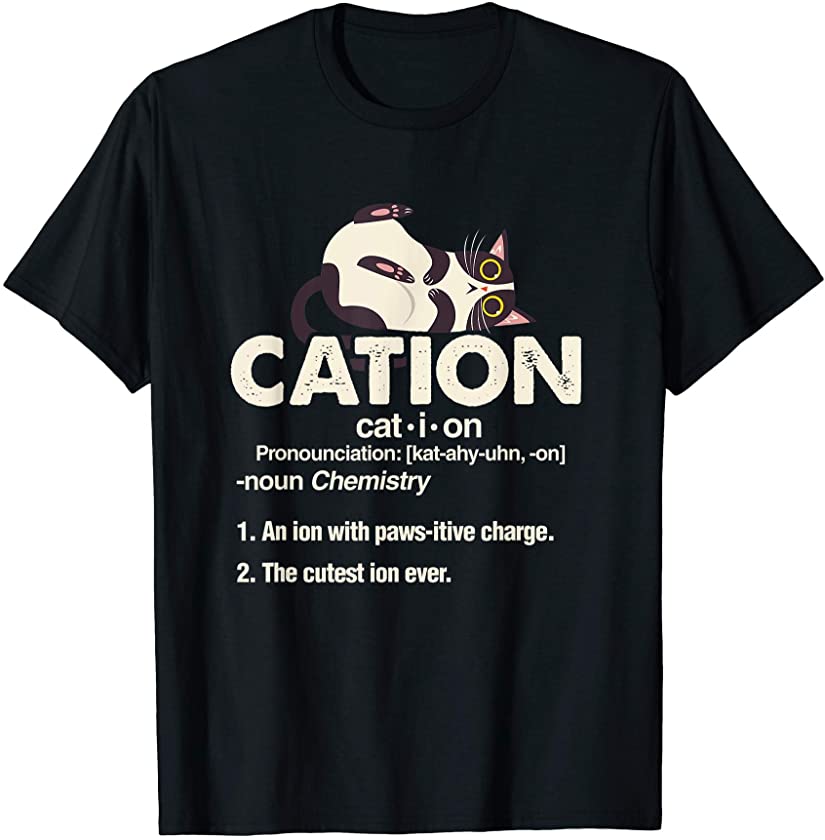 Cation Cat Science Chemistry Teacher Chemist Kitten Lover T-Shirt