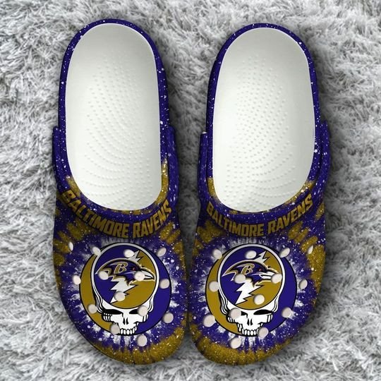 Baltimore Ravens Logo Grateful Dead Pattern Crocs Classic Clogs Shoes ...