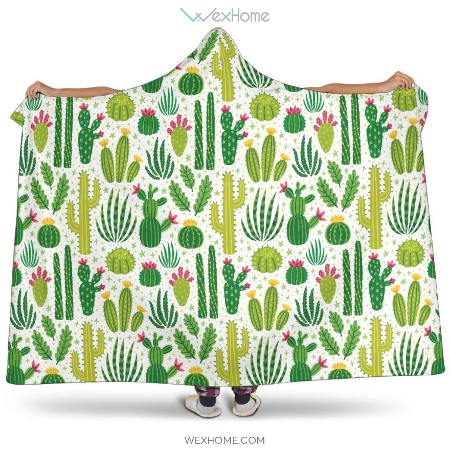 Cactus Pattern Hooded Blanket