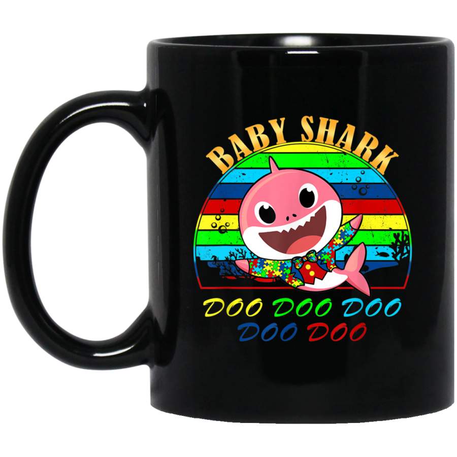 Baby Shark Autism Awareness Gift Mug 11 oz 15 oz Black Mug