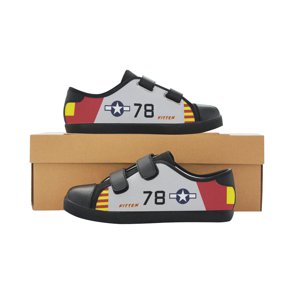 P-51B “Kitten” Of Brig. Gen. Charles Mcgee Kid’S Velcro Canvas Shoes