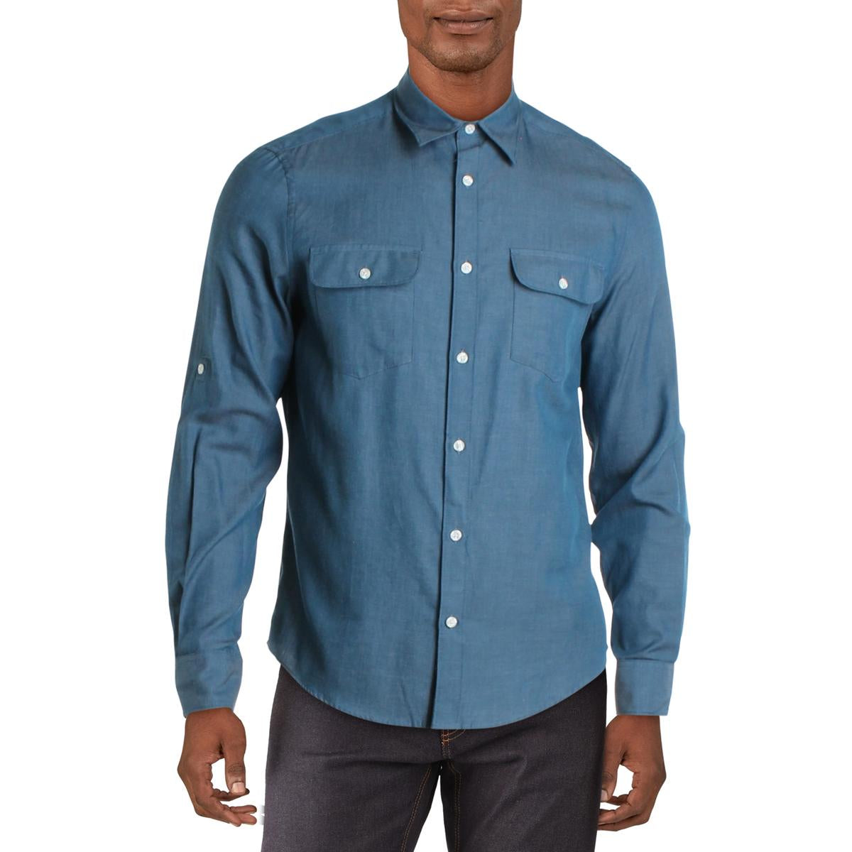 Xxxx Mens Roll Sleeve Woven Button-Down Shirt