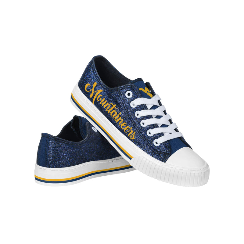 West Virginia Mountaineers NCAA Womens Color Glitter Low Top Canvas Shoes