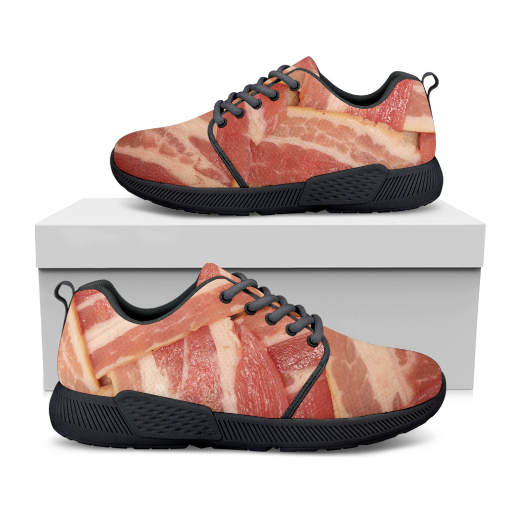 Weaving Bacon Print Black Athletic Shoes