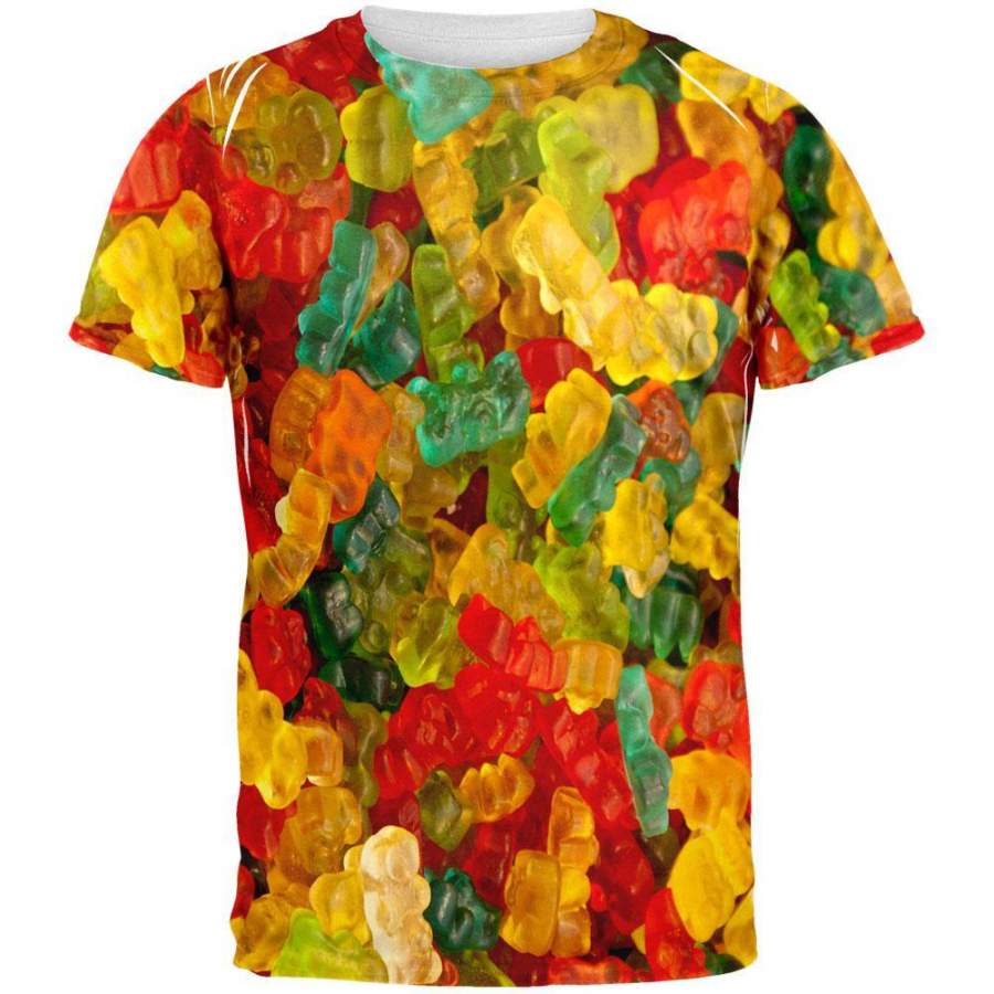 Candy Gummy Bears All Over Adult T-Shirt