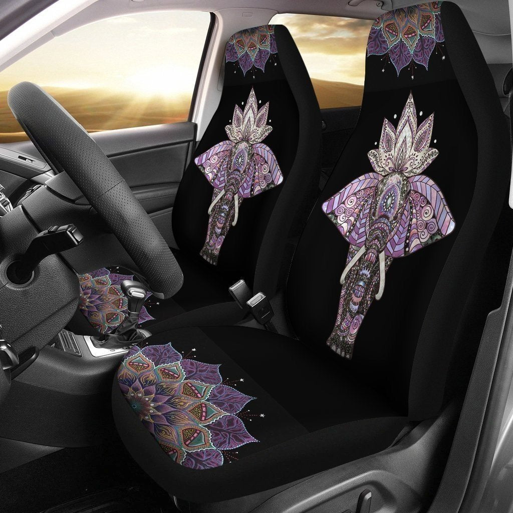 Elephant With Flowers Car Seat Cover | Universal Fit Car Seat Protector | Easy Install | Polyester Microfiber Fabric | Csc1774