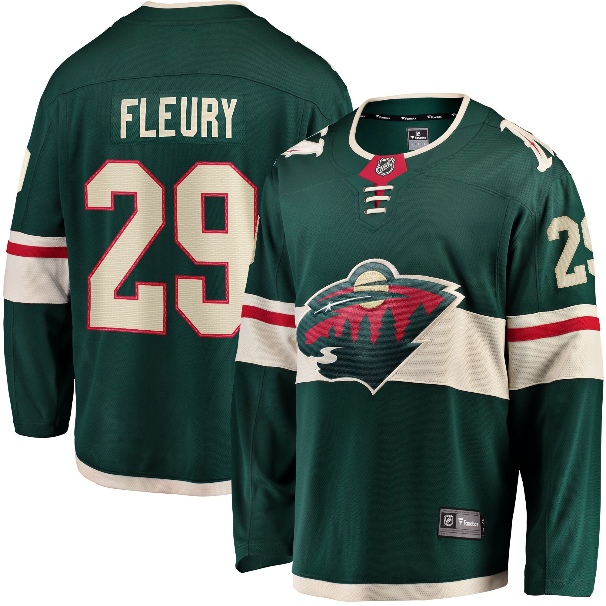 Marc-Andre Fleury Minnesota Wild Branded Home Breakaway Player Jersey – Green