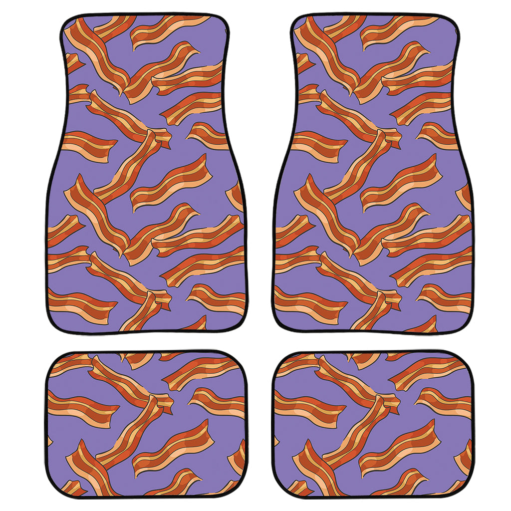 Purple Bacon Pattern Print Front And Back Car Floor Mats, Front Car Mat