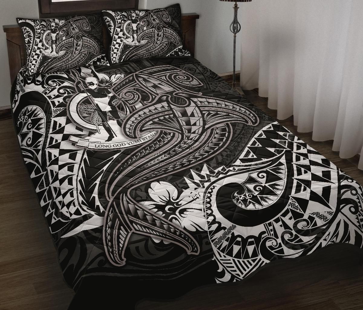 Alohawaii Home Set – Quilt Bed Set Vanuatu -White Shark Tattoo – Bn18