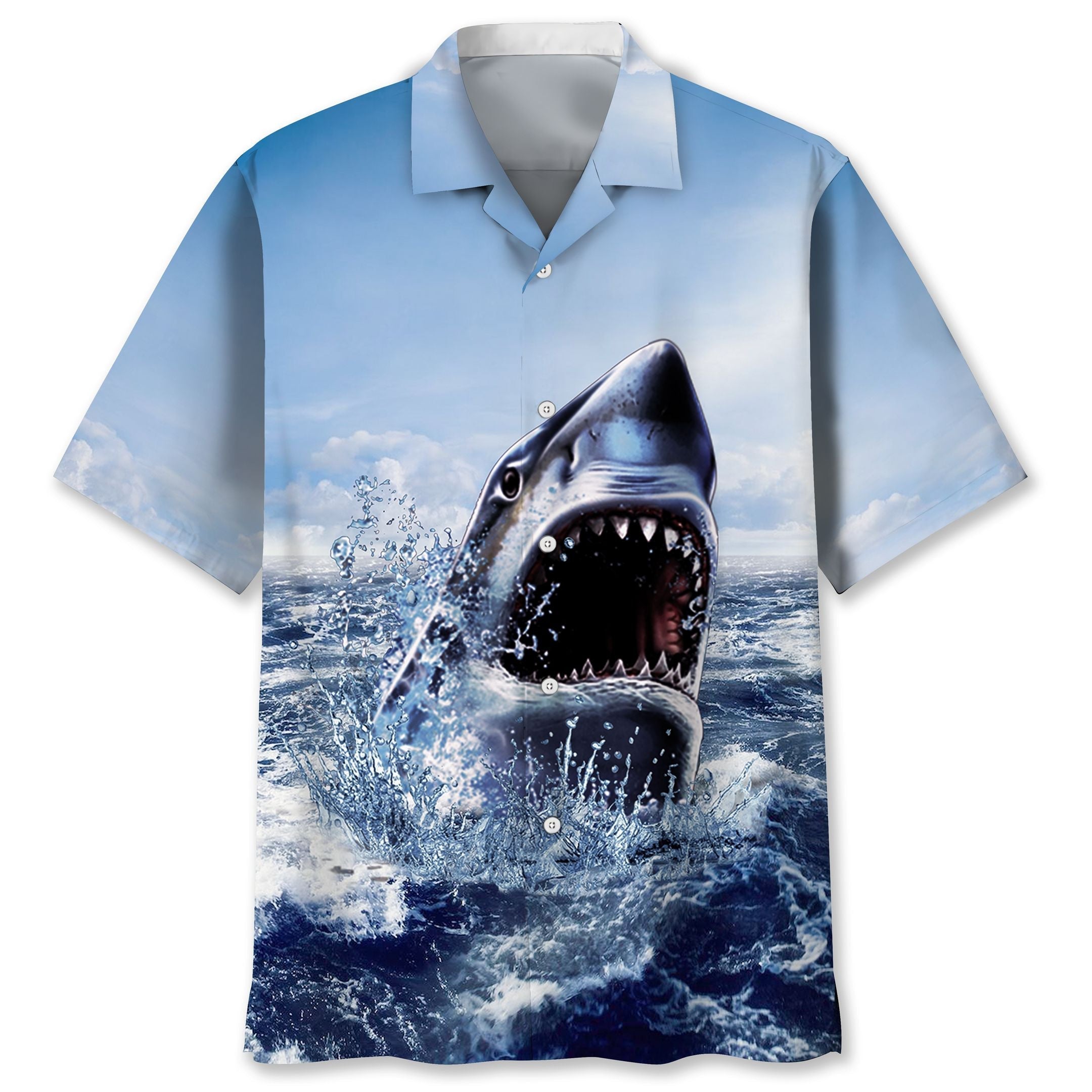 Waybackapparel Shark Ocean Gift For Shark  Lover 3D Hawaiian Shirt