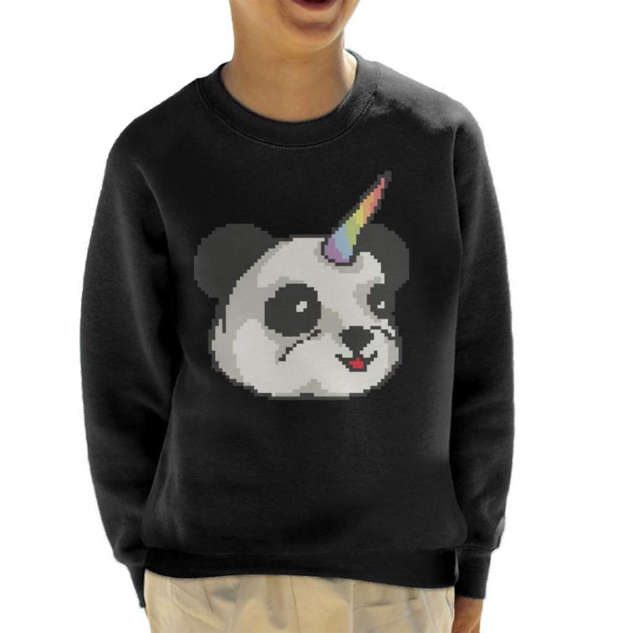 Pandacorn Panda Unicorn Pixel Art Kid’s Sweatshirt