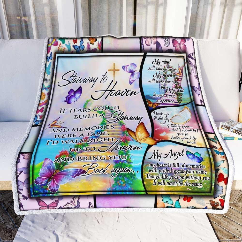 Butterfly My Angel Stairway To Heaven Blanket Gift For Friend Family Memorial Gift Home Decor Bedding Couch Sofa Soft And Comfy Cozy