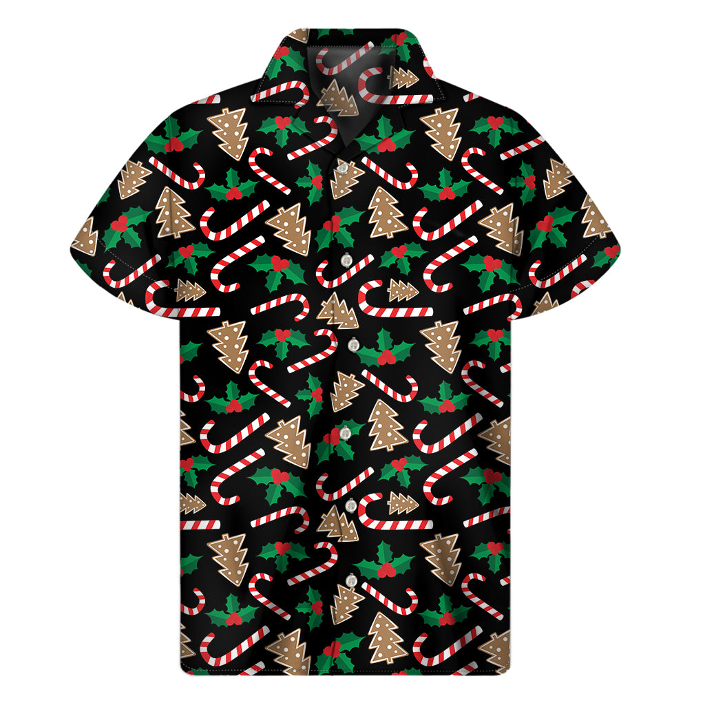 Christmas Cookie And Candy Pattern Print Men’S Short Sleeve Shirt