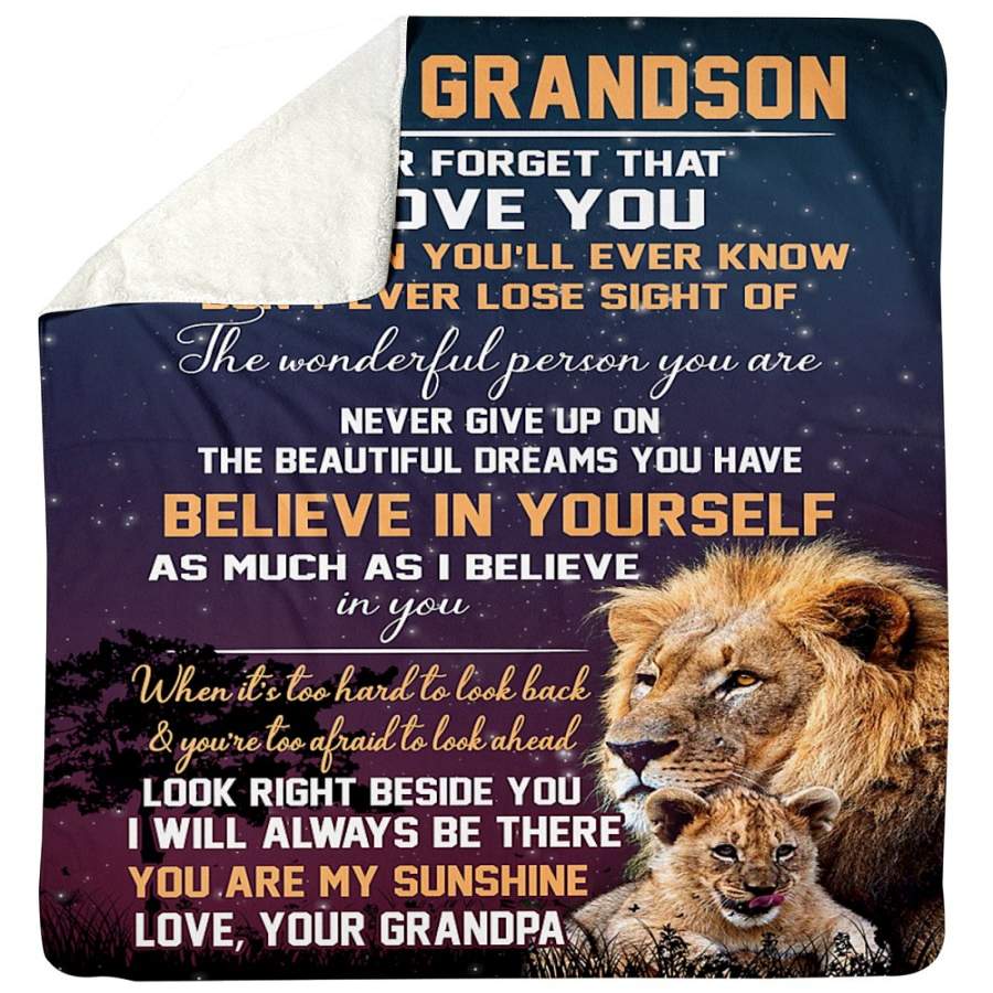 Lions You Are My Sunshine Grandson Custom Design Sherpa Blanket