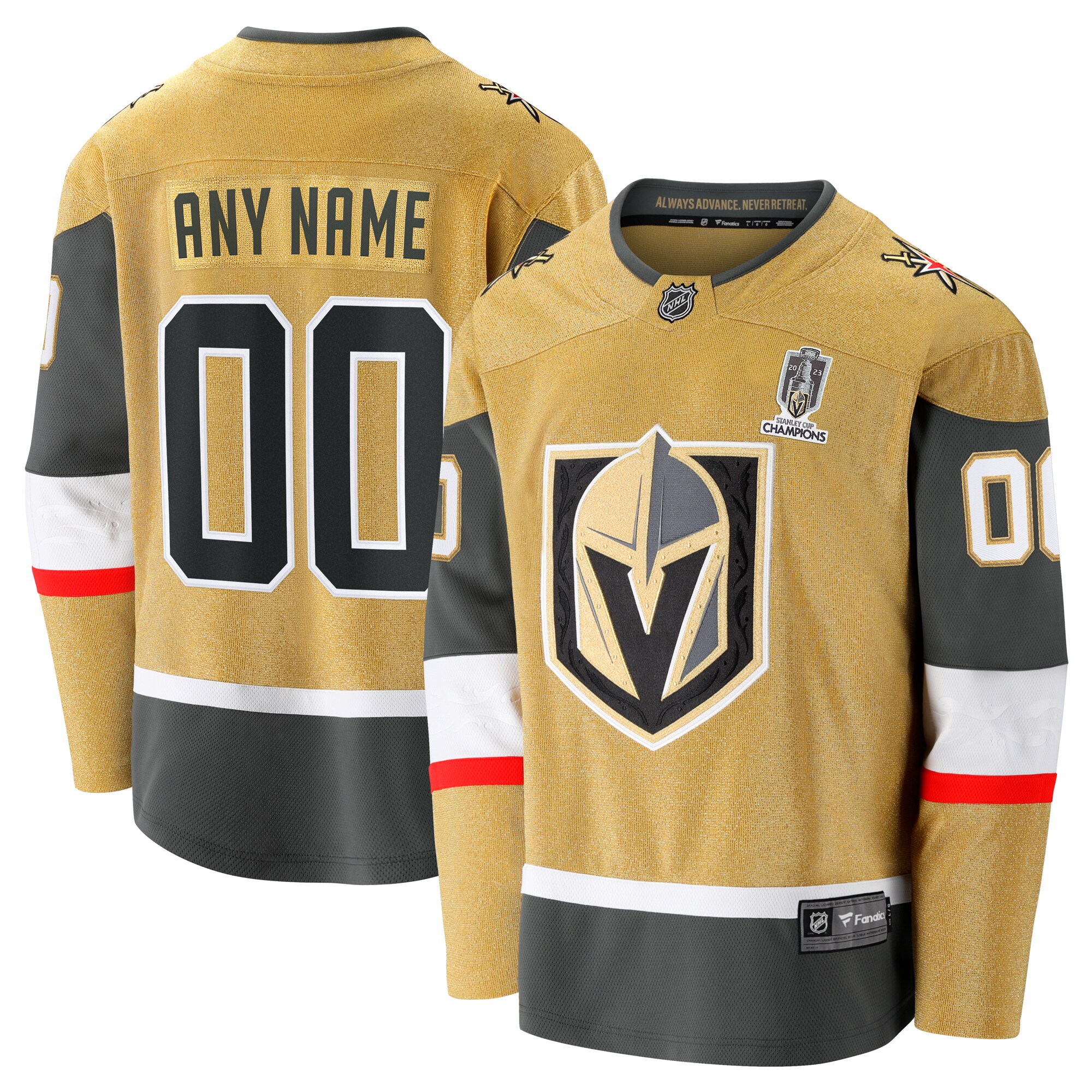 Men's Vegas Golden Knights Gold 2023 Stanley Cup Champions Home Breakaway Custom Jersey