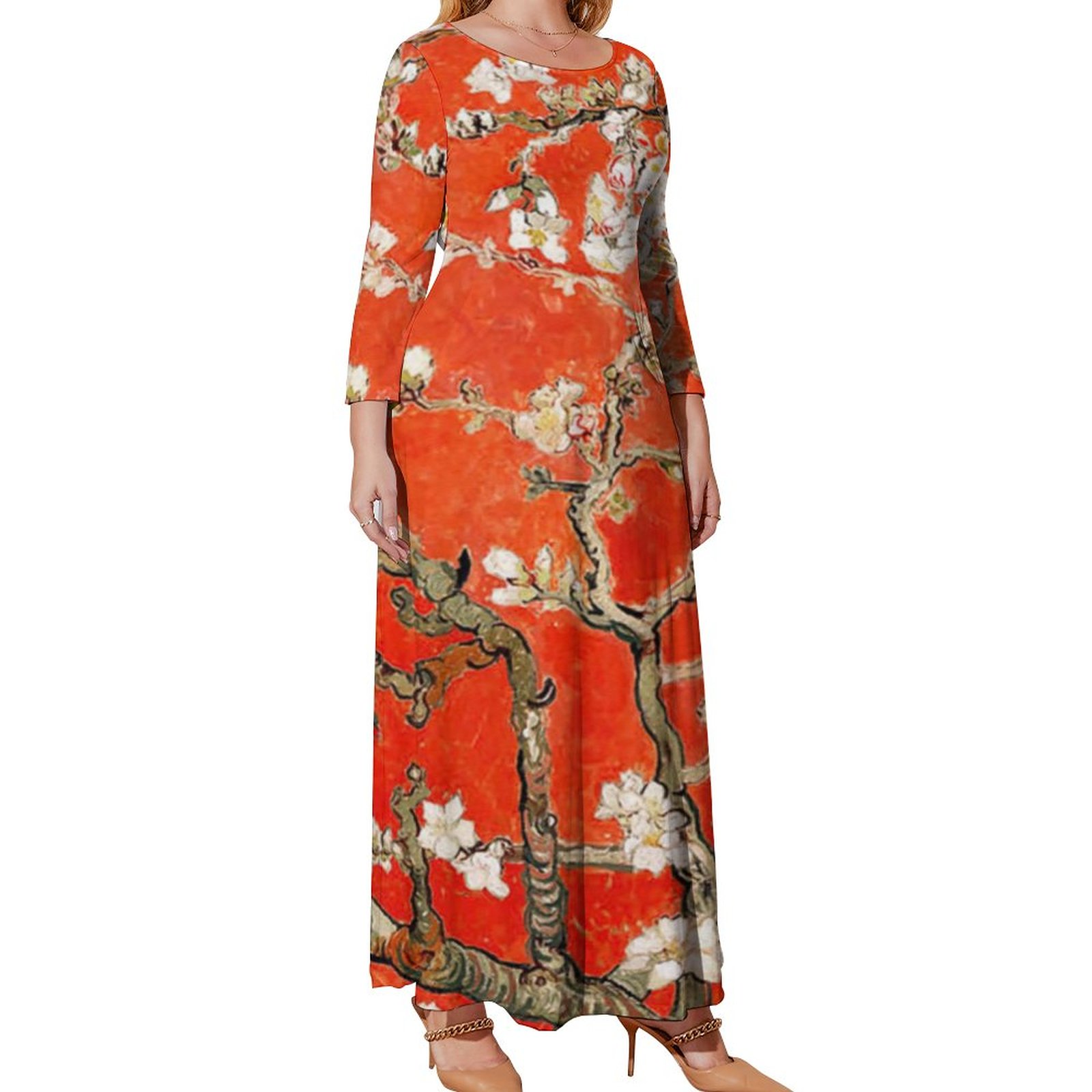 Van Gogh Dress Female Almond Tree Floral Art Party Maxi Dress Street Wear Boho Beach Long Dresses Printed Vestido Plus Size alx