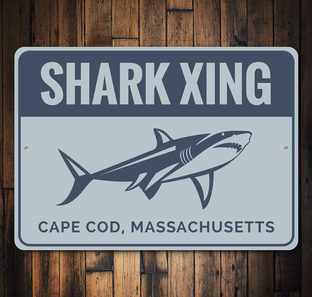 Shark Crossing Sign, Cape Cod Decor, Shark Lovers Decorations, Cape Cod Decoration Gift, Shark Xing Decor, Sign, Quality Metal State Sign