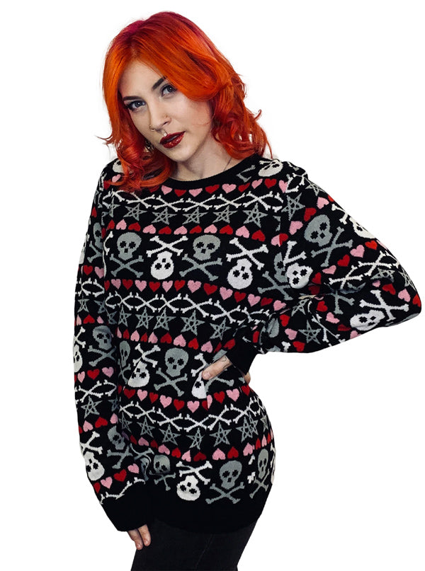 Women’S Stars & Skulls Ugly Christmas Sweater By Too Fast