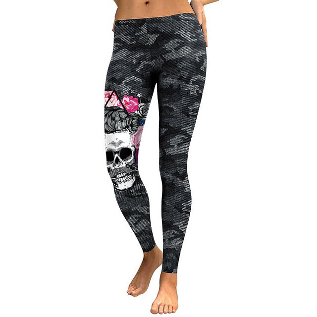 3D Skull Head Camouflage, Workout Legging