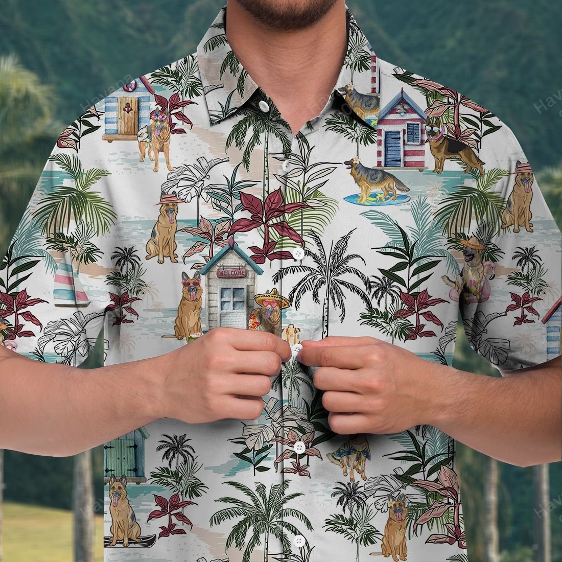 German Shepherd Hawaii Shirt Hawaiian Beach Floral Ha43781