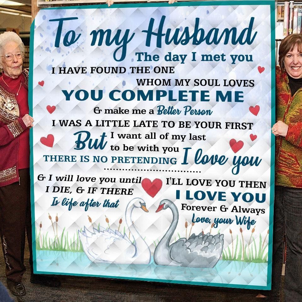 To My Husband The Day I Met You Swan Lake Blanket