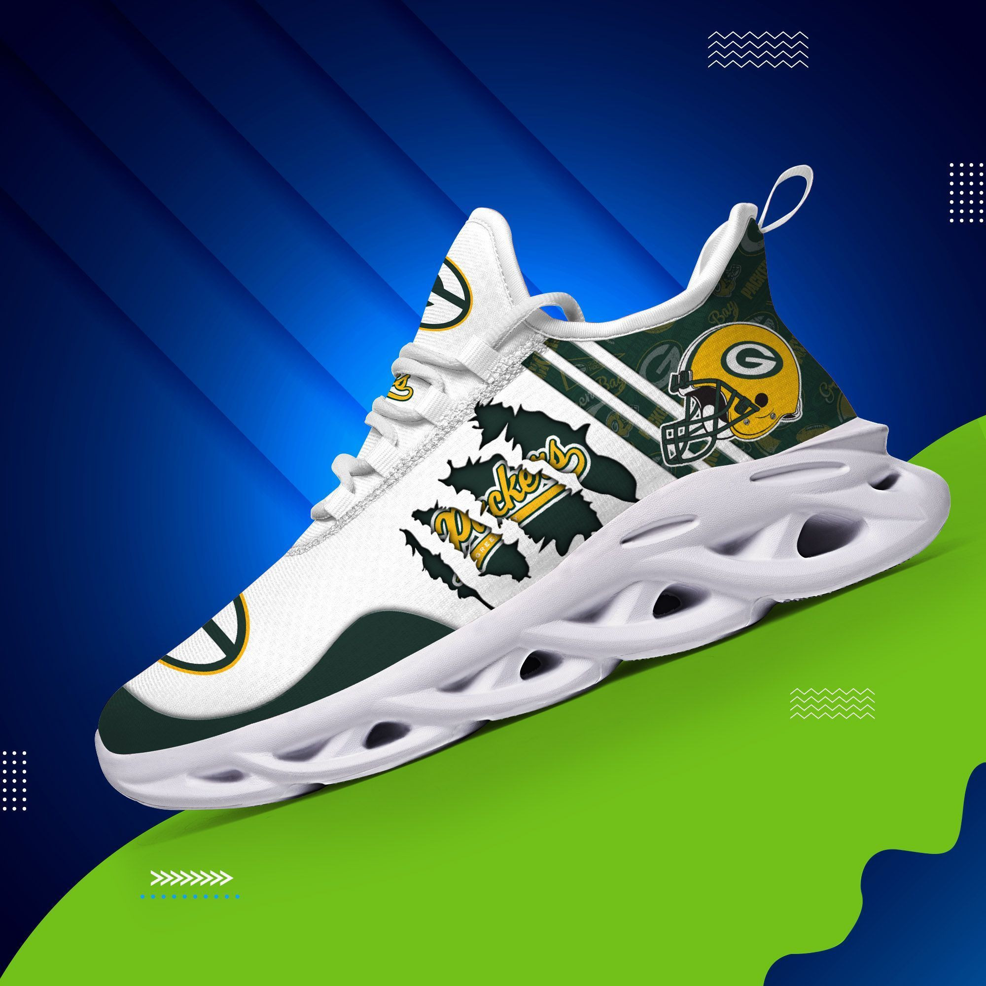 Green Bay Packers Yezy Running Sneakers Art 1829