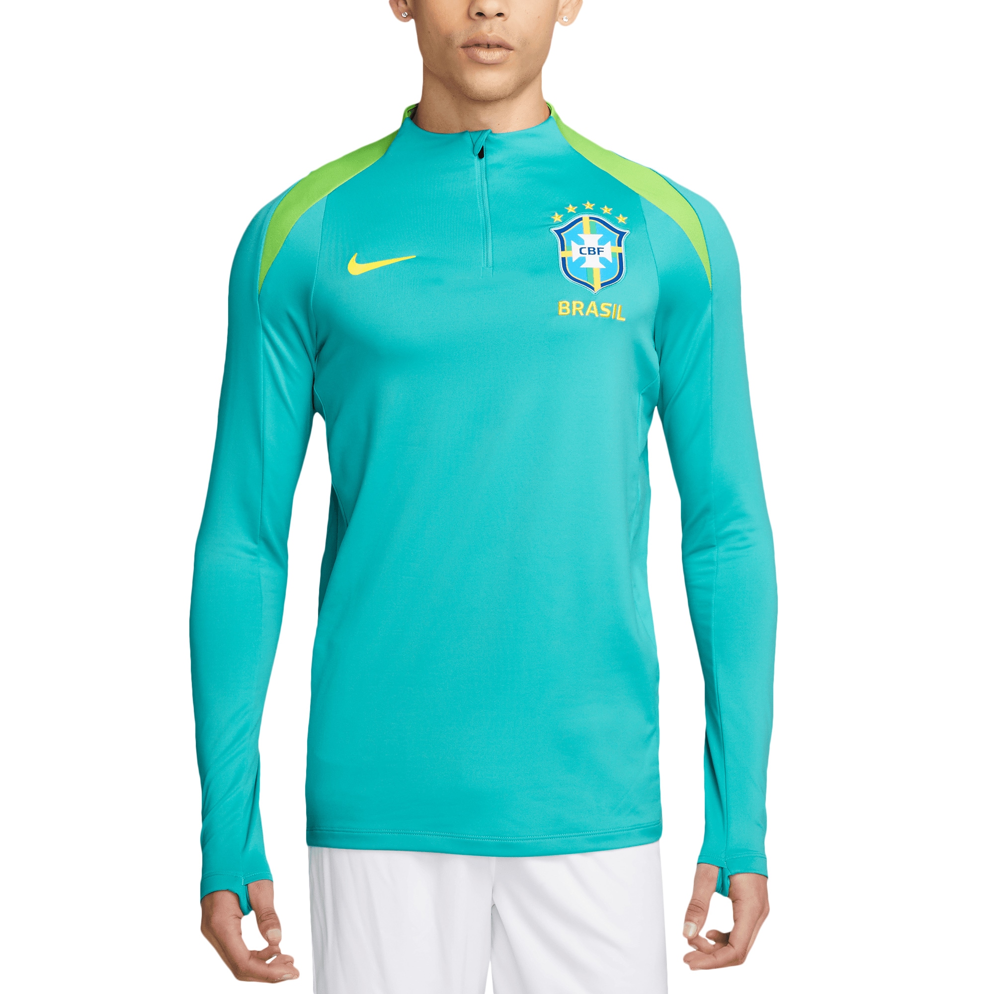 Brazil National Team 2024 Strike Drill Performance Quarter-Zip Pullover Top – Aqua