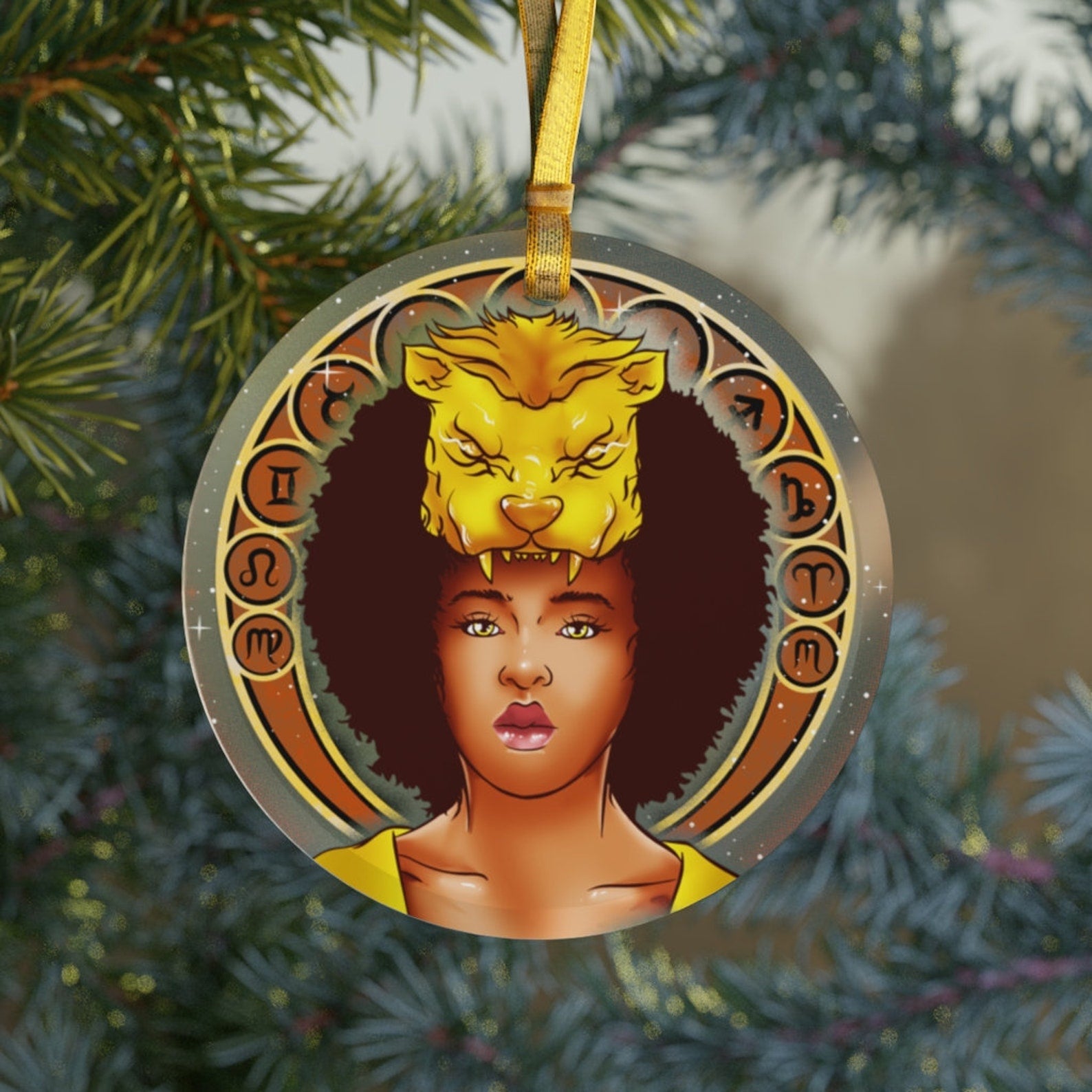 Leo Leo Gifts Zodiac Black Girl Magicblack Girl Astrologyblack Queen Christmas Ornament