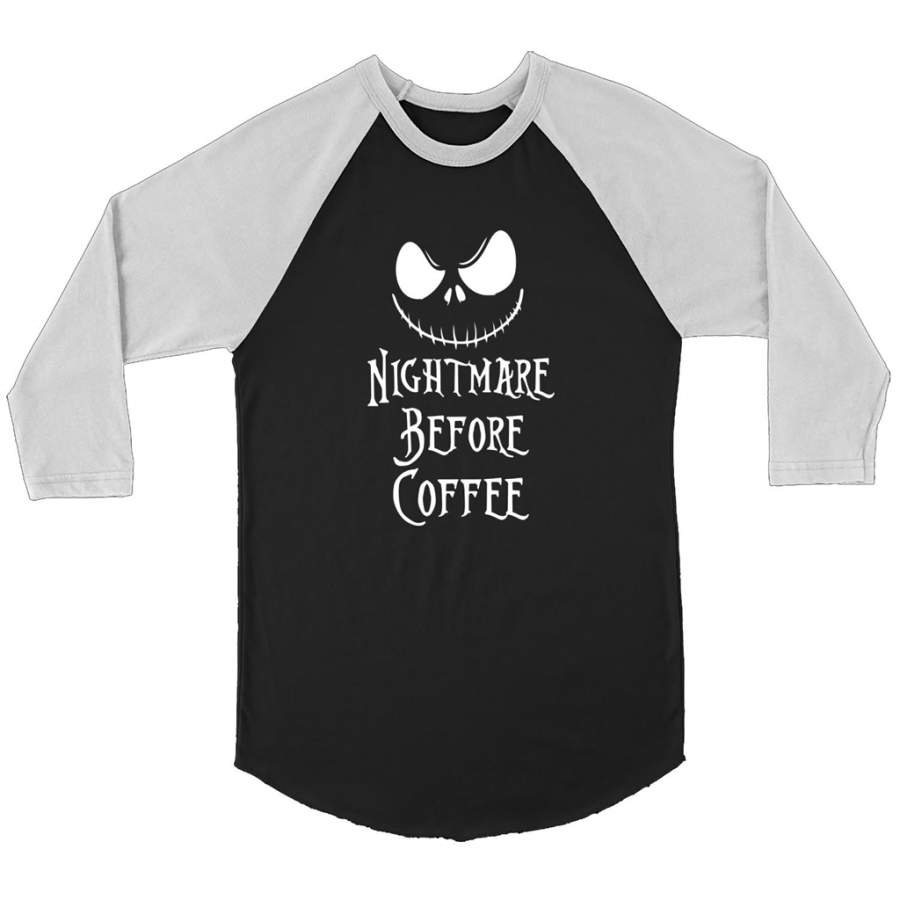 A Nightmare Before Coffee, Halloween Gift funny – Canvas 3/4 Raglan Shirt