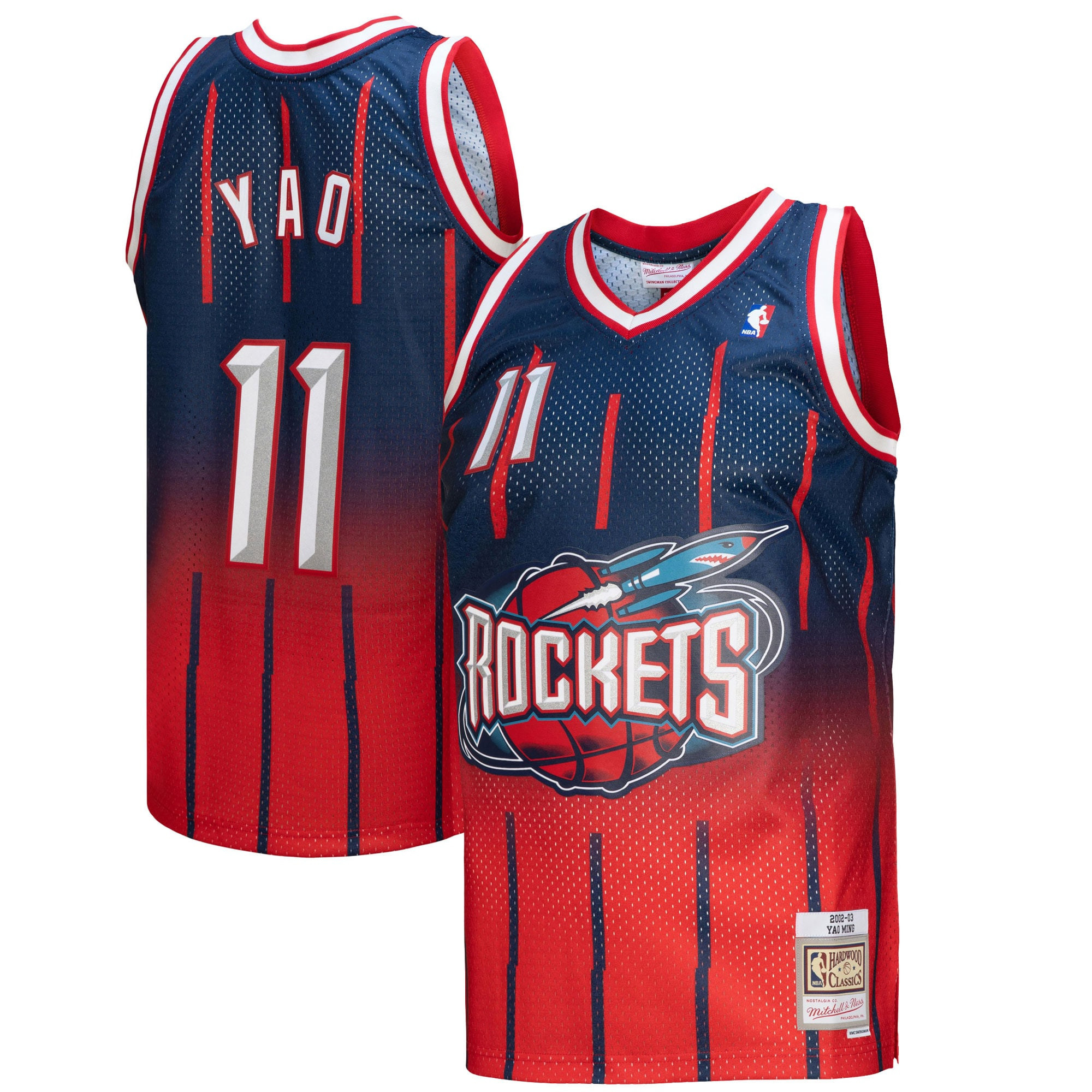 Yao Ming Houston Rockets Mitchell & Ness 2002/03 Hardwood Classics Fadeaway Swingman Player Jersey – Red/navy NBA