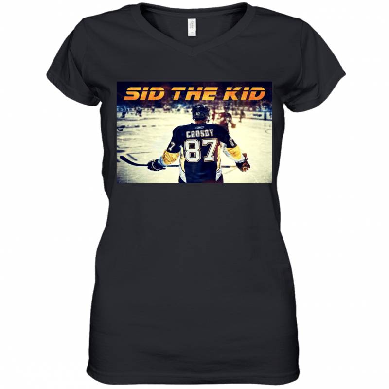 SID THE KID Sidney Crosby Retro Vintage Art Pittsburgh Penguins Hockey Women’s V-Neck T-Shirt