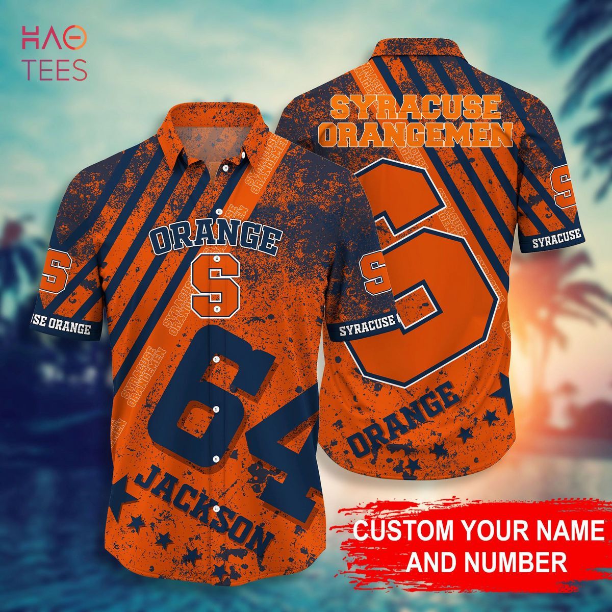 NCCA Syracuse Orange Custom Name Number Hawaiian Shirt