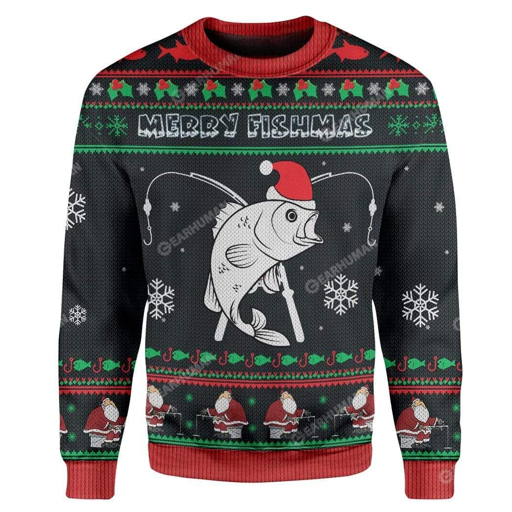 Ugly Christmas Merry Fishmas Custom Sweater Apparel