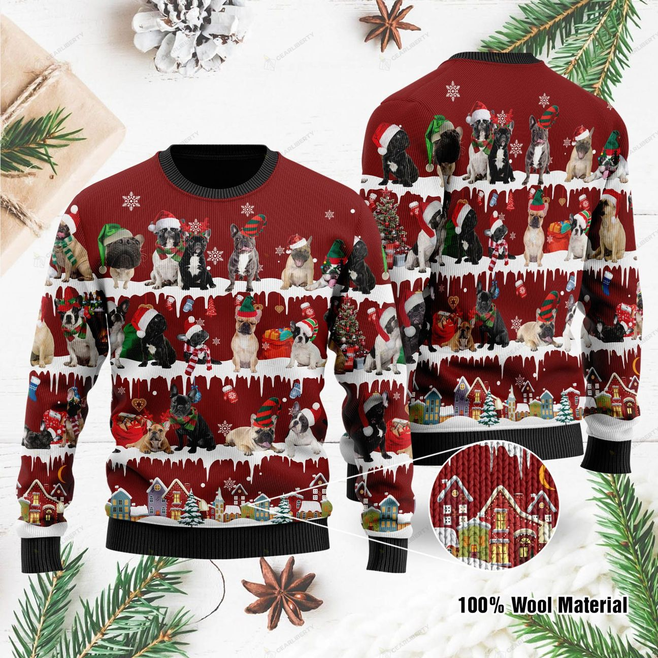 Bulldog Christmas Ugly Sweater | Unisex | Full Size | Adult | Colorful | US1065