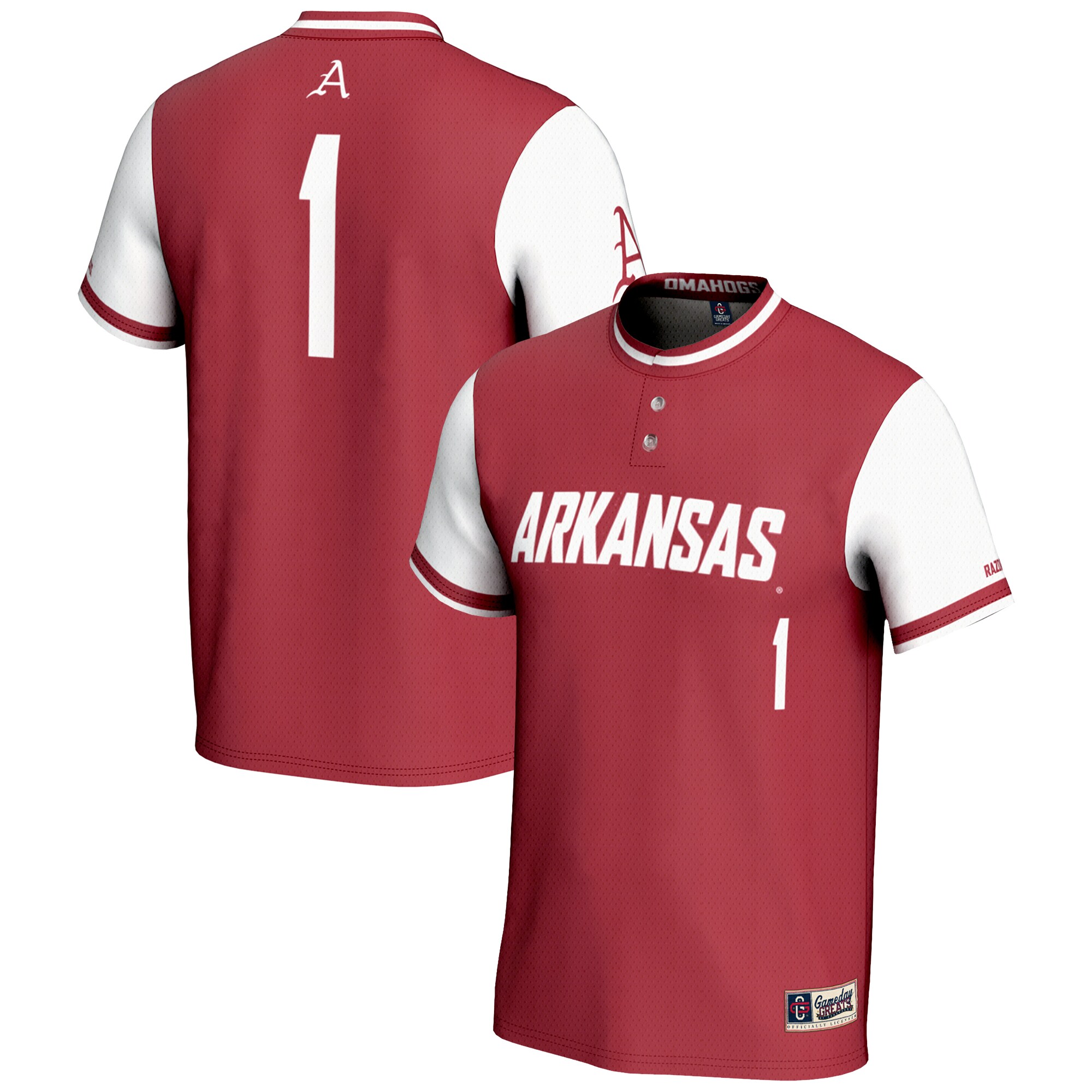 #1 Arkansas Razorbacks GameDay Greats Youth Lightweight Softball Jersey – Crimson