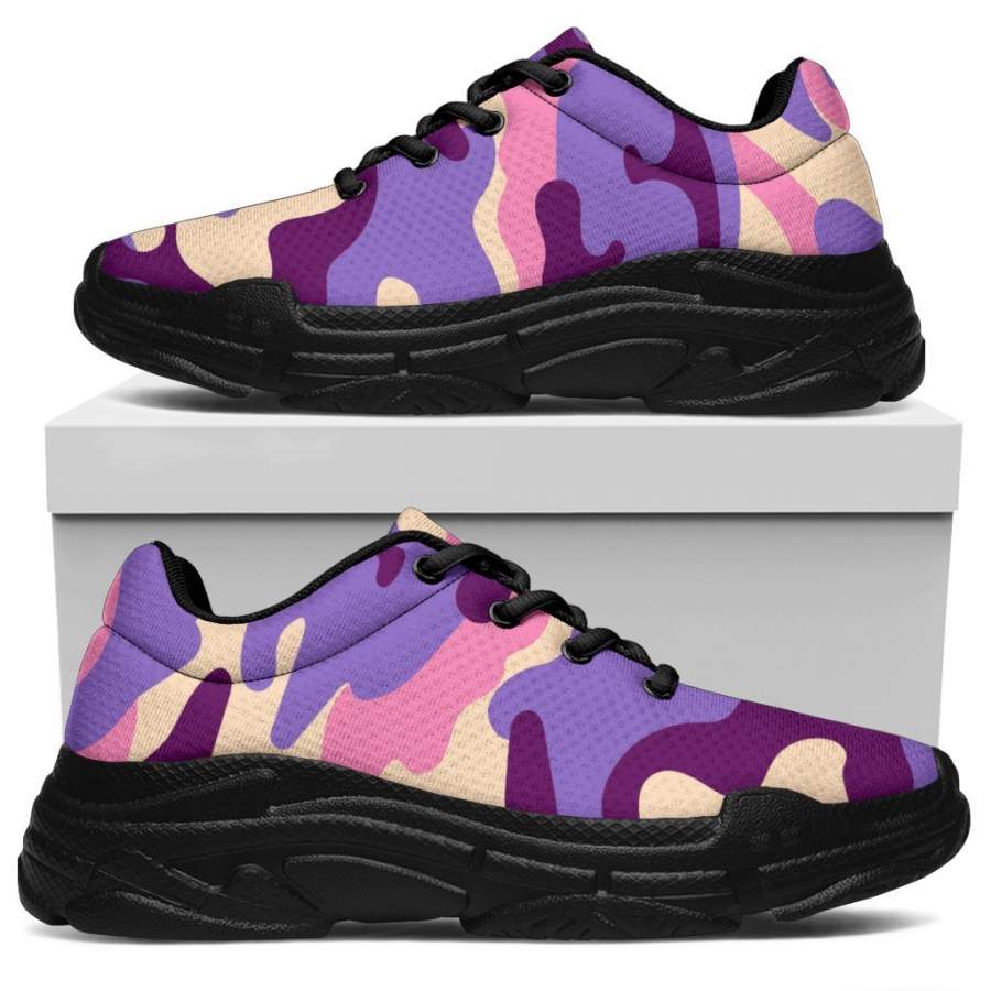 Pastel Purple Camouflage Print Chunky Sneakers