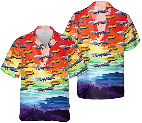 Airlines Fly With Pride Pattern Hawaii Hawaii Pocket Shirt Unisex Full Print For Lgbtq Ha12632