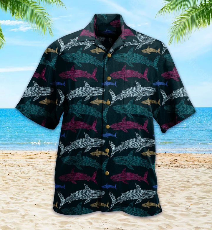 Shark Black Hawaiian Shirt 3D