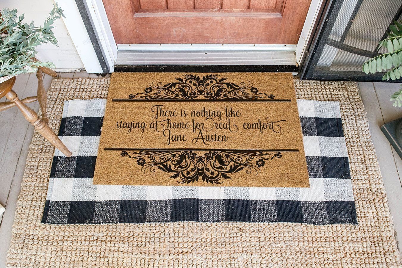 There Is Nothing Like Staying At Home Coir Pattern All Over Printing Doormat